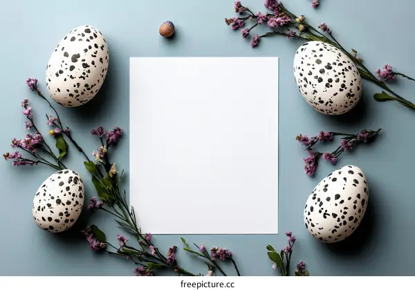 Easter Eggs  Floral  Blank Paper  Creative Layout