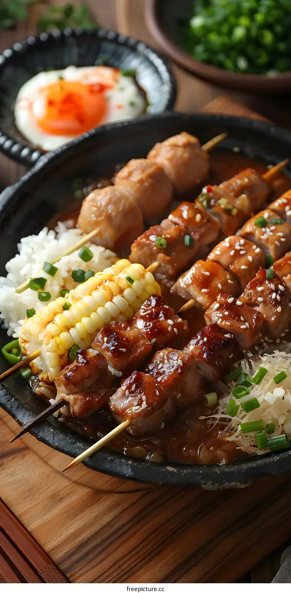 Various kinds of meat skewers