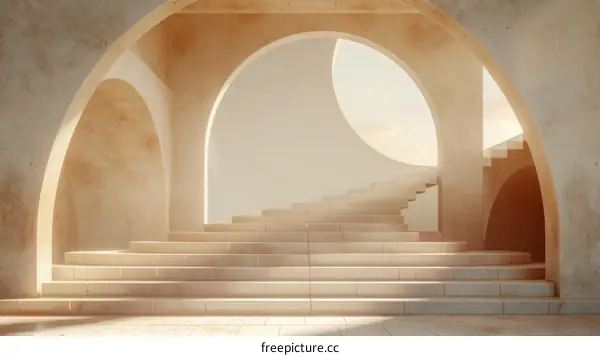 Beige Architectural Stairway Design Illustration