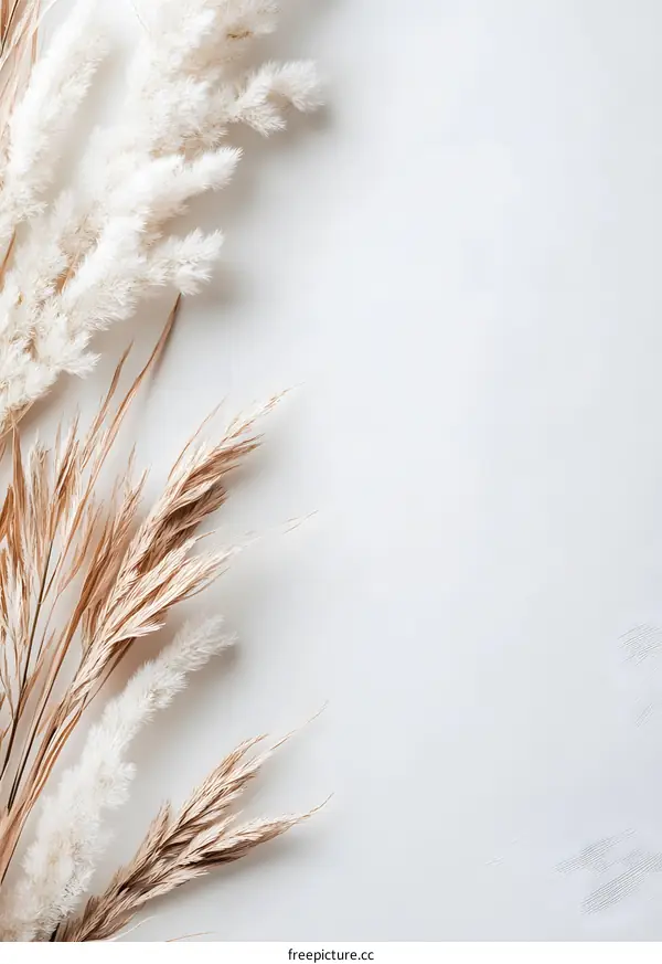 Minimalist White Background with Dried Flowers