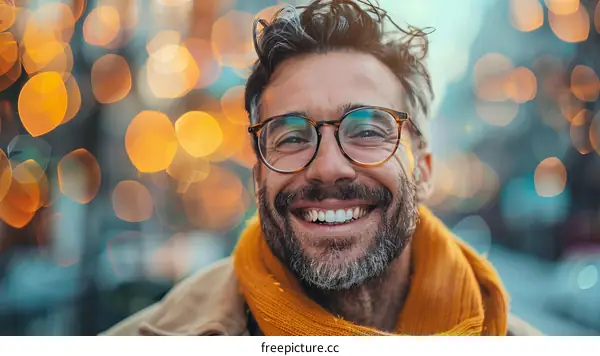 Happy Man Smiling in the City