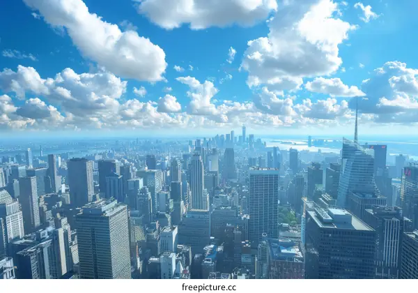 Manhattan Skyline with Clouds