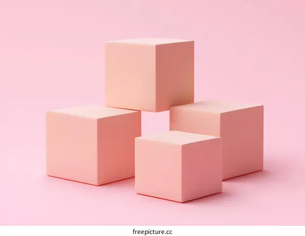 Pink Square Blocks Minimalist Abstract Background
