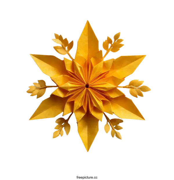 [Transparent Background PNG]Origami Star with Decorative Branches