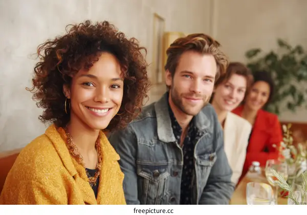 Happy Friends Gathering in a Cafe