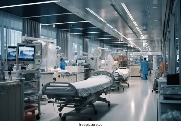 The hospital ward is full of patients