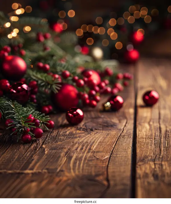 Christmas Still Life with Ornaments and Berries