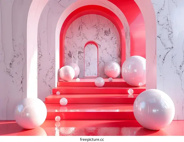 Abstract Archway Interior Design with Colorful Balls