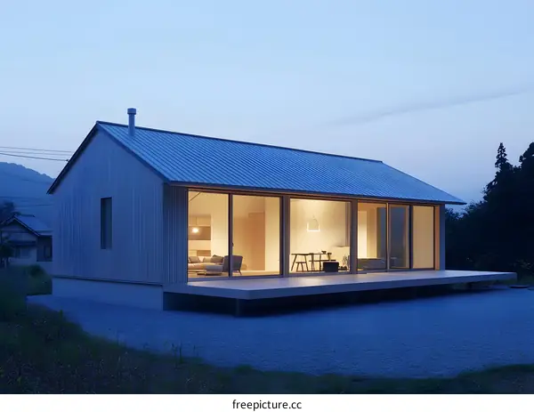 Modern Minimalist House with a Large Deck and a View of the Mountains