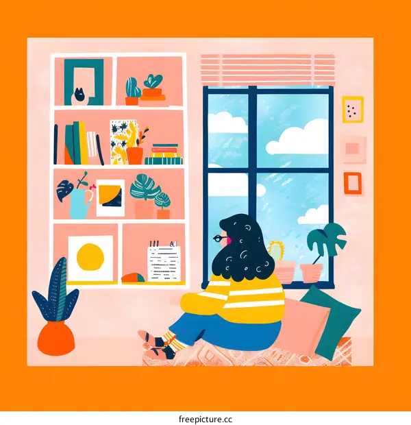 Woman Sitting by Window in Cozy Home