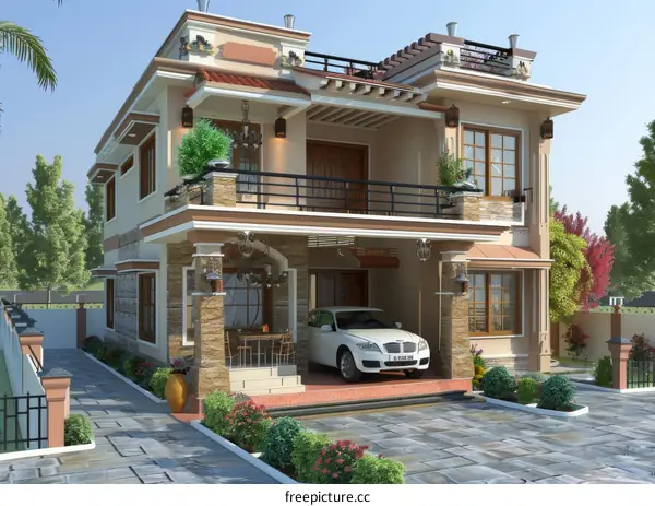 Modern House Exterior Design Illustration