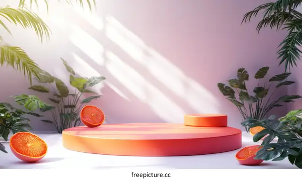 Tropical Summer Display Podium with Citrus Fruits