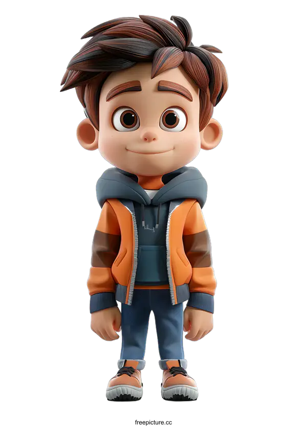 [Transparent Background PNG]3D rendering of a cute cartoon boy