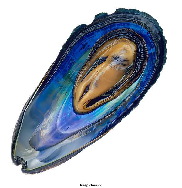 [Transparent Background PNG]A close-up image of a blue mussel on a white background