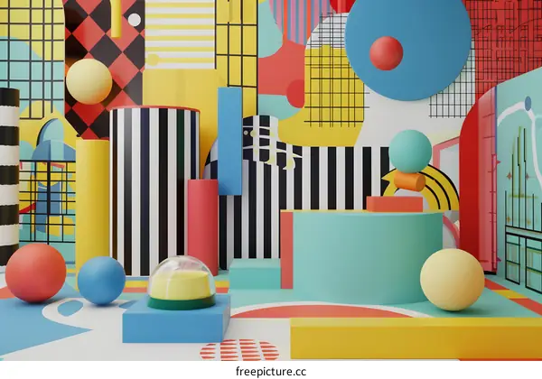 Colorful Abstract 3D Geometric Shapes Background