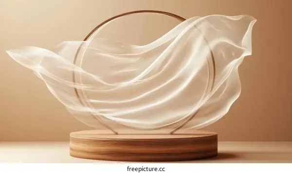 Elegant Fabric Display with Wooden Base