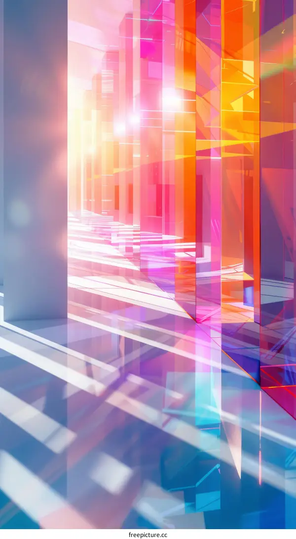 Abstract Pink and Blue Geometric Structure Illustration