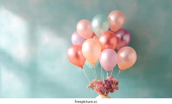 Colorful Balloons Against Pastel Background