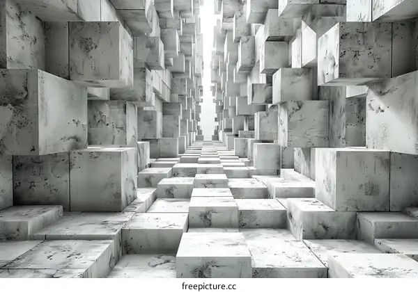 3D rendering of a futuristic city with skyscrapers made of concrete