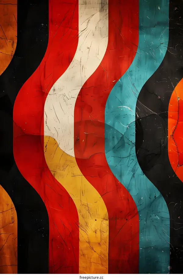 retro background with stripes in red orange yellow white and blue