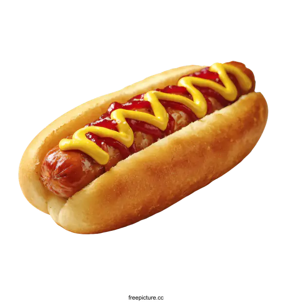 [Transparent Background PNG]Delicious Hot Dog with Mustard and Ketchup