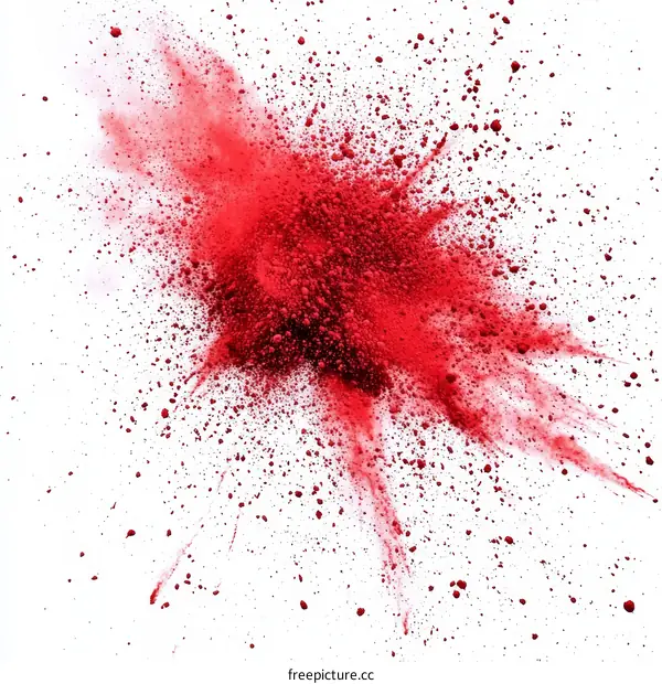Red Powder Explosion Abstract Art