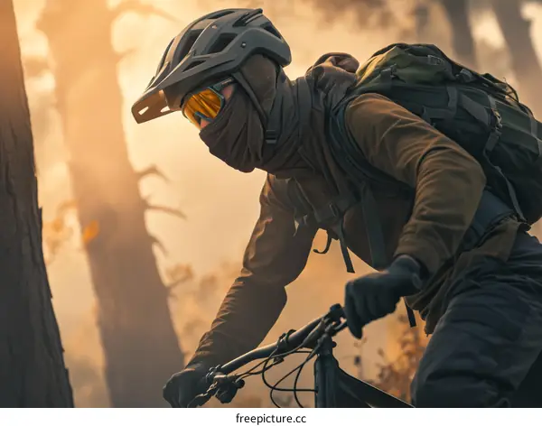 Mountain Biker Conquers Treacherous Forest Trail