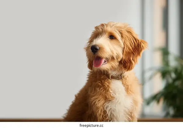 Adorable Puppy Posing in a Cozy Interior Setting