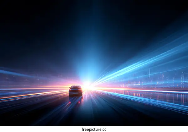 Futuristic Night City Highway Driving