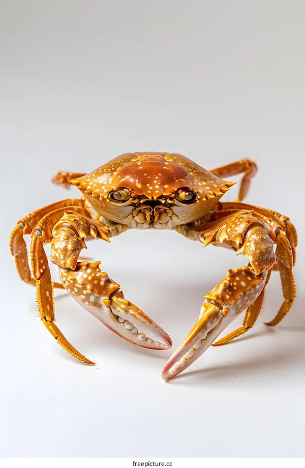 A crab with its claws in the air