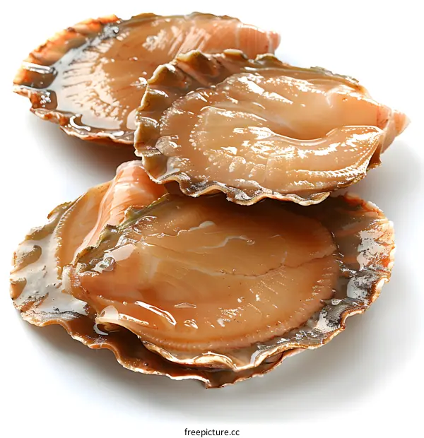 Fresh raw scallops on a white background
