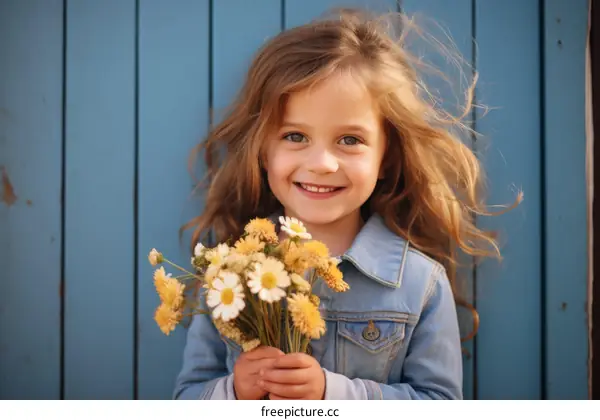 Little girl with flowers