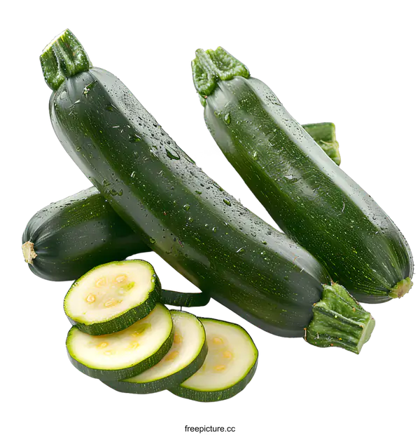 [Transparent Background PNG]Fresh Zucchini on White Background
