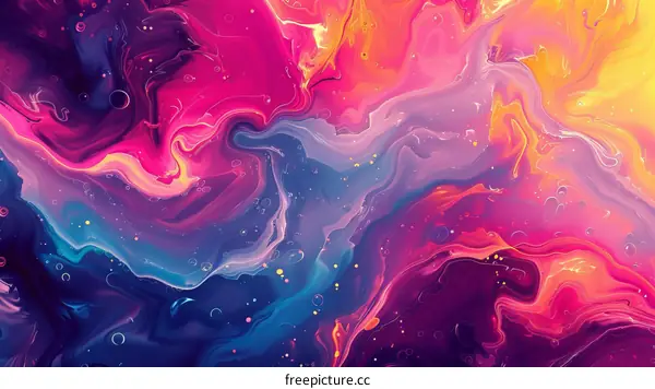 Colorful Liquid Acrylic Painting for Abstract Interiors