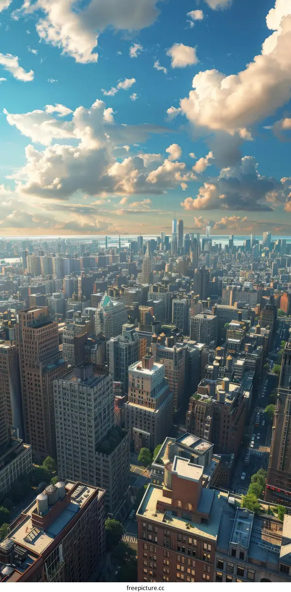 Manhattan Skyline with Clouds