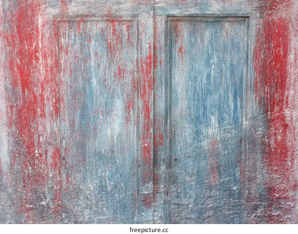 Vintage Wooden Door with Multicolored Paint