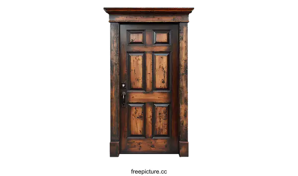 [Transparent Background PNG]Vintage Wooden Door with Panel Design