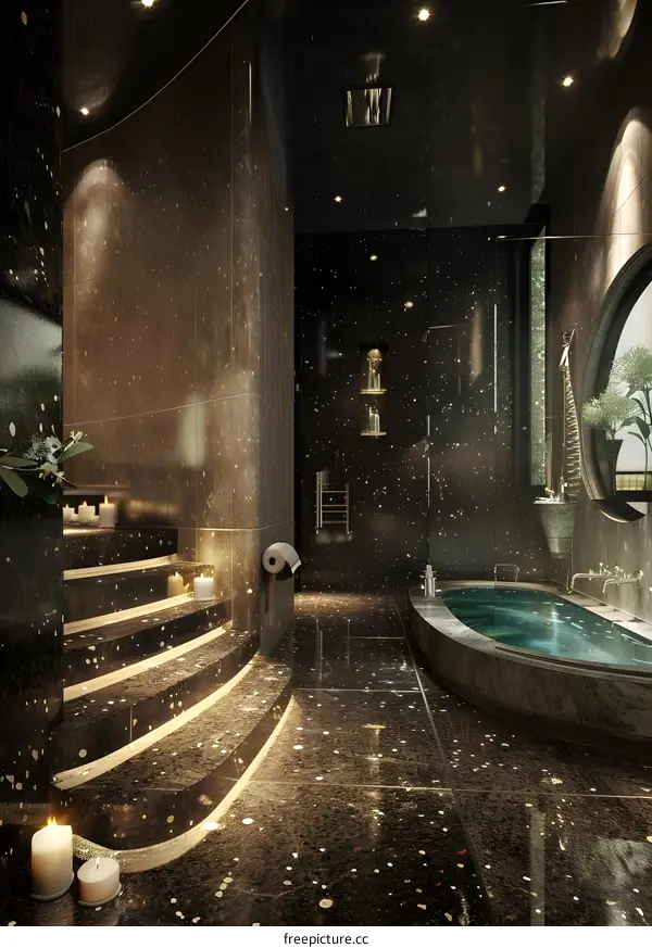 A luxurious marble bathroom