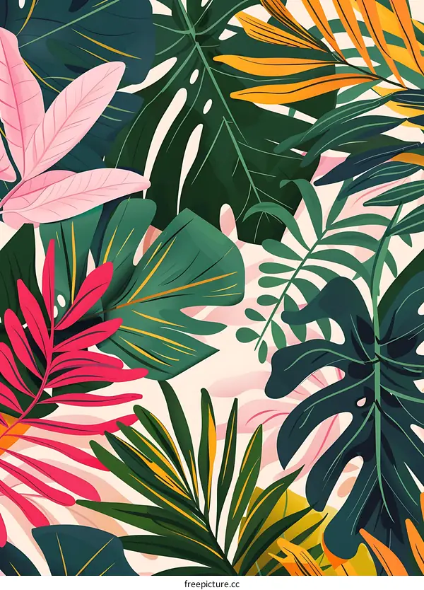 Tropical Leaves Pattern Background Illustration