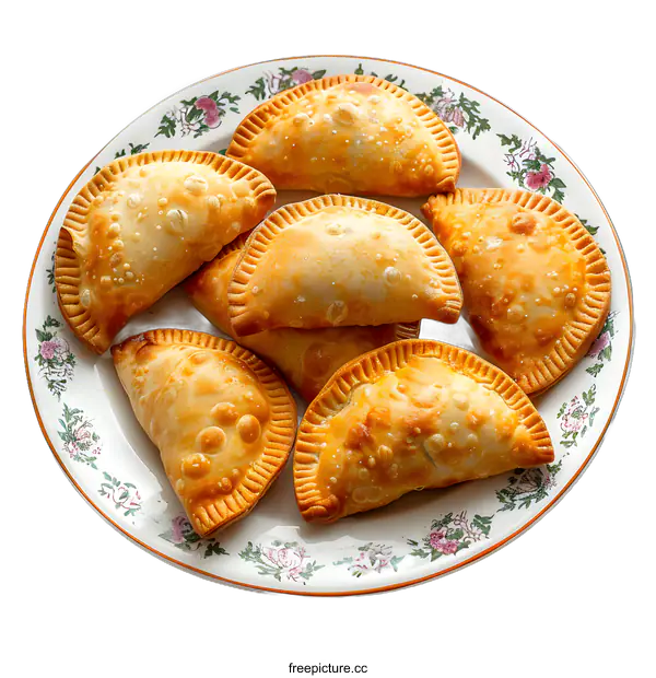 [Transparent Background PNG]Delicious empanadas on a plate