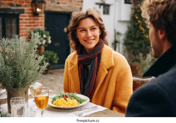 Outdoor Dinner Date in a Charming Courtyard