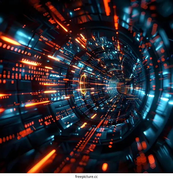 Orange and Blue Technology Tunnel