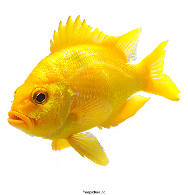 [Transparent Background PNG]Vivid Yellow Fish on White