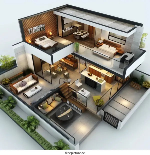 Modern House Floor Plan Illustration