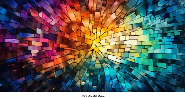 Colorful 3D mosaic background with extruded tiles