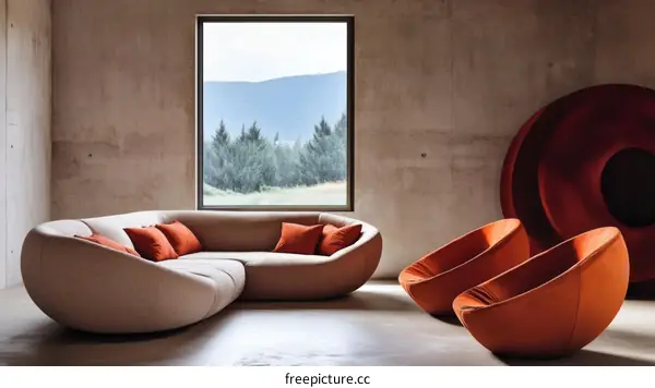 Modern Living Room Furniture Set with Abstract Shapes