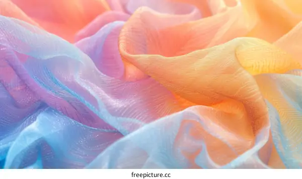 Iridescent Pastel Rainbow Fabric Folded with Delicate Pleats