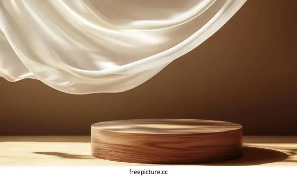 Elegant Fabric Drape over Wooden Display Platform