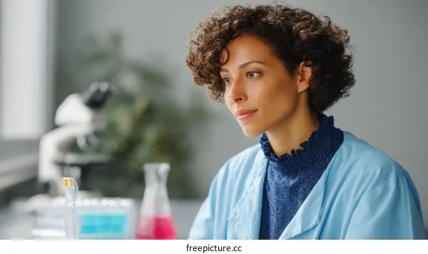 Female Scientist in Lab Coat Conducting Research Experiment