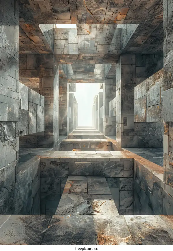 Futuristic Sci-Fi Corridor with Light at End of Tunnel